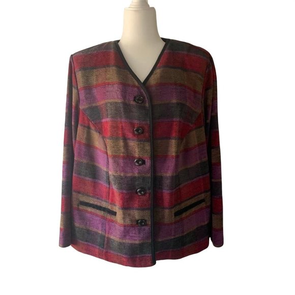 Sag Harbor Woman Multicolor Stripe Blazer Size 20W - Picture 1 of 5